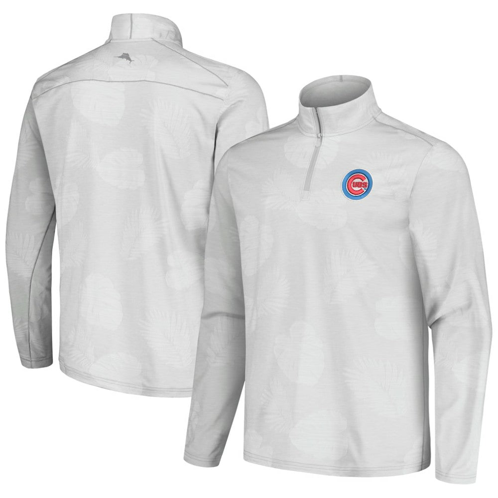 Chicago Cubs Tommy Bahama Delray Frond IslandZone Half-Zip Jacket - Gray