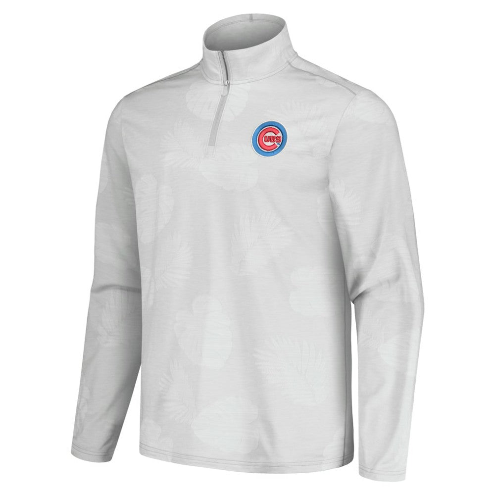 Chicago Cubs Tommy Bahama Delray Frond IslandZone Half-Zip Jacket - Gray