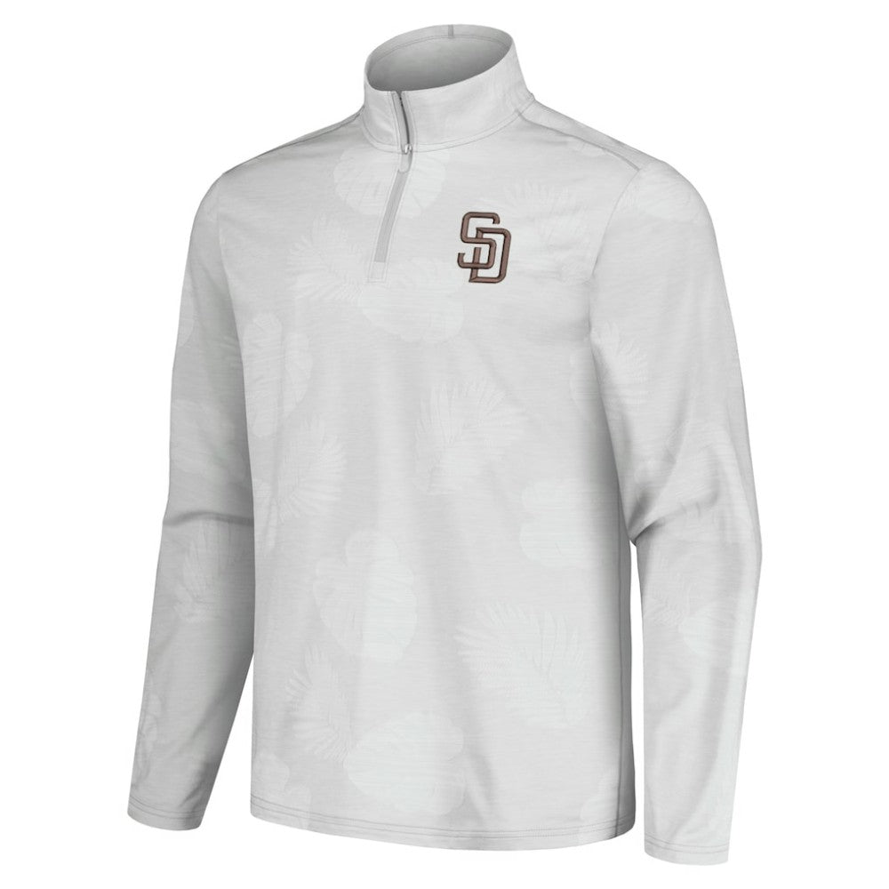 San Diego Padres Tommy Bahama Delray Frond IslandZone Half-Zip Jacket - Gray
