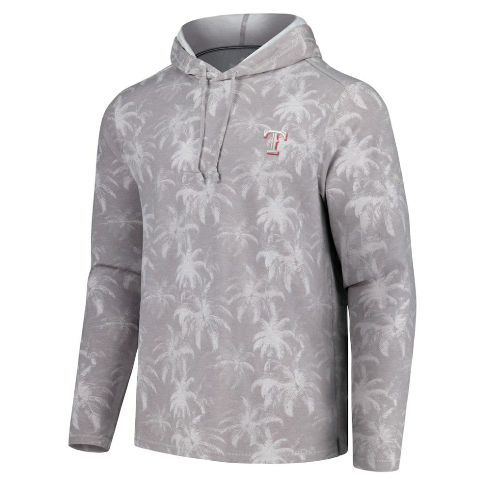 Texas Rangers Tommy Bahama Palm Frenzy Hoodie Long Sleeve T-Shirt - Gray