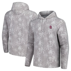 St. Louis Cardinals Tommy Bahama Palm Frenzy Hoodie Long Sleeve T-Shirt - Gray