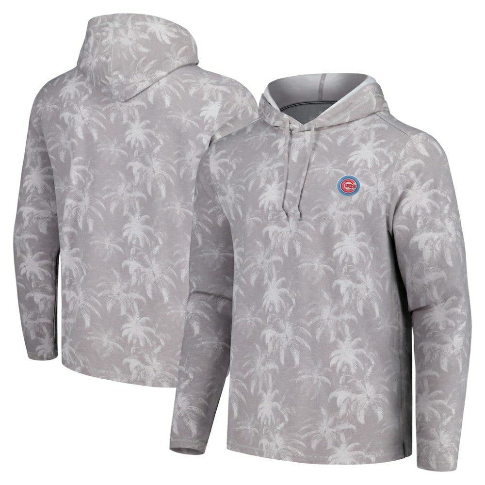 Chicago Cubs Tommy Bahama Palm Frenzy Hoodie Long Sleeve T-Shirt - Gray
