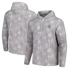 San Diego Padres Tommy Bahama Palm Frenzy Hoodie Long Sleeve T-Shirt - Gray