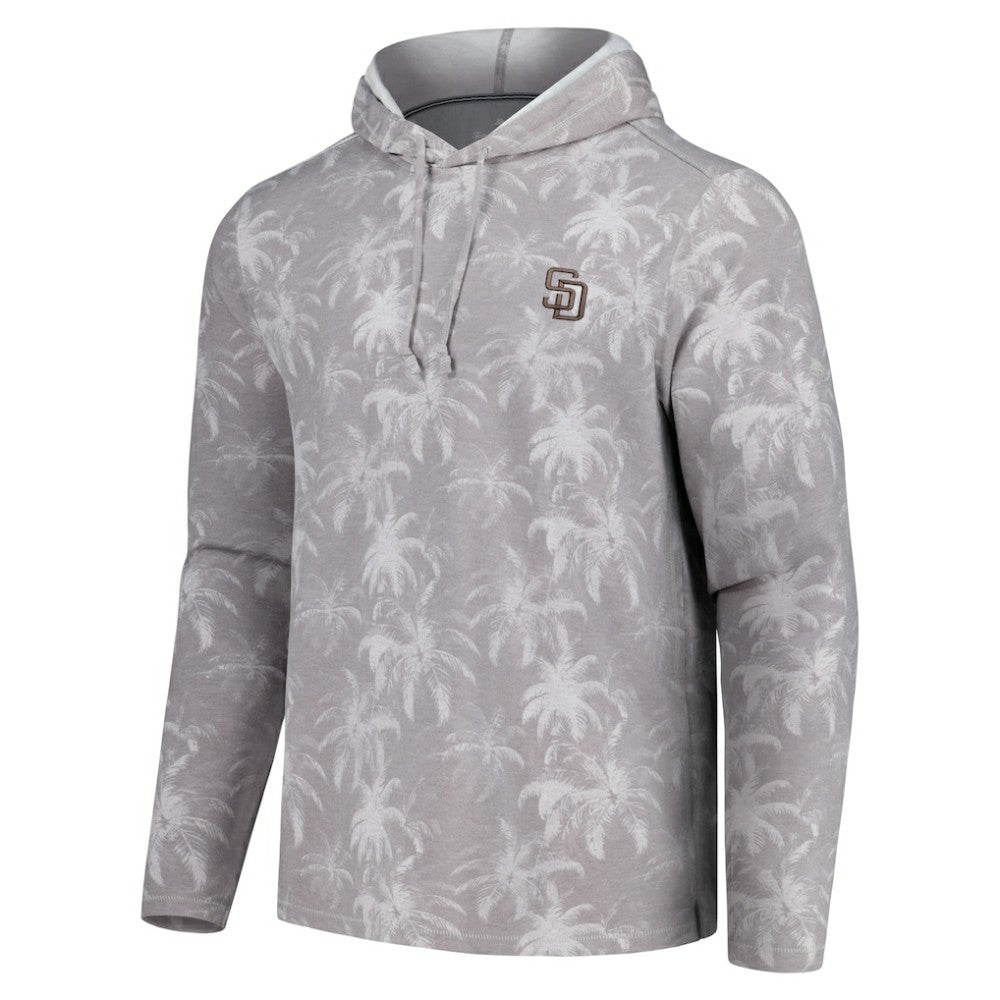 San Diego Padres Tommy Bahama Palm Frenzy Hoodie Long Sleeve T-Shirt - Gray