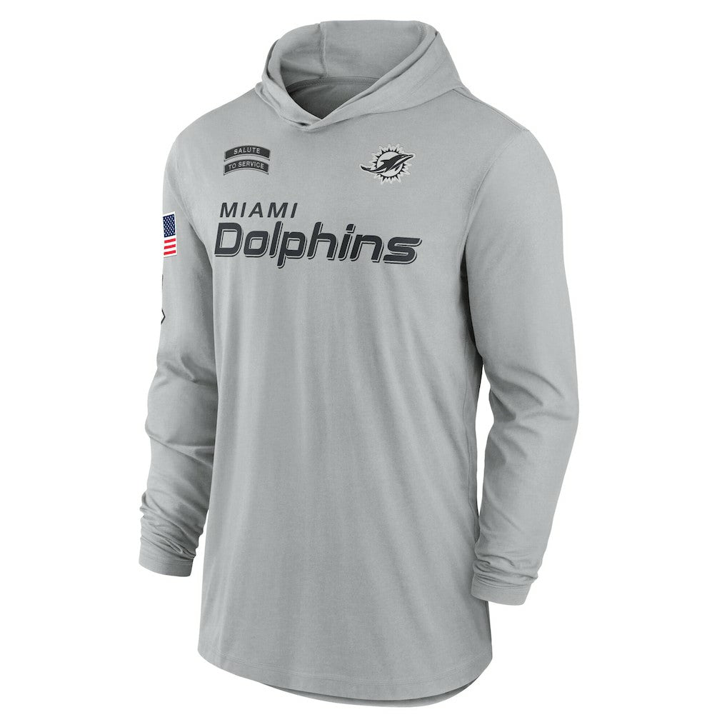 NFL Miami Dolphins 2024 Salute to Service Lightweight Dri-FIT Long Sleeve Hoodie T-Shirt