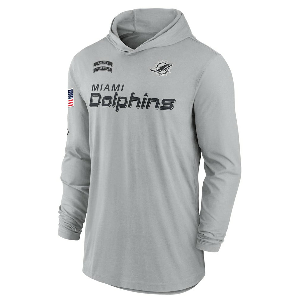 NFL Miami Dolphins 2024 Salute to Service Lightweight Dri-FIT Long Sleeve Hoodie T-Shirt