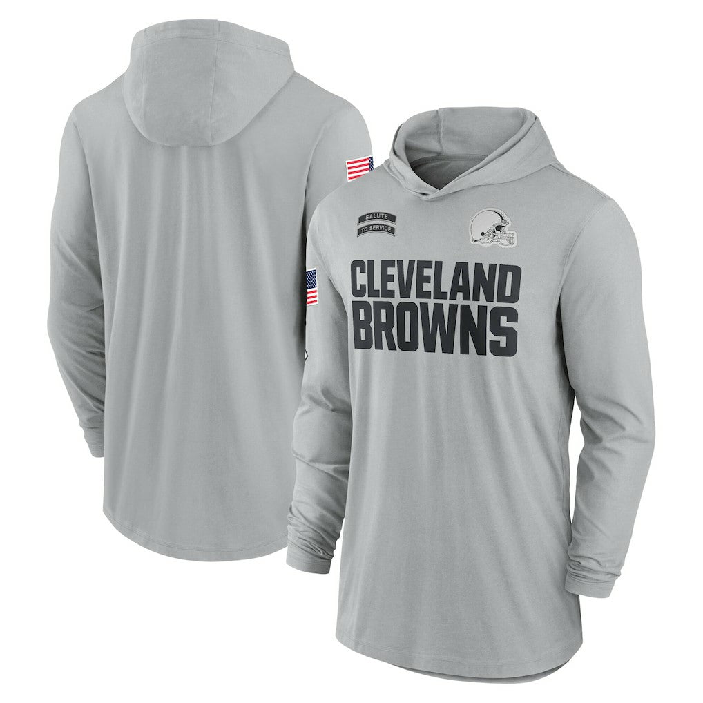 NFL Cleveland Browns 2024 Salute to Service Lightweight Dri-FIT Long Sleeve Hoodie T-Shirt