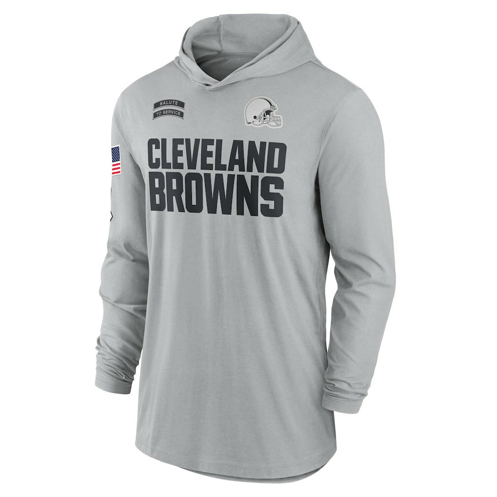 NFL Cleveland Browns 2024 Salute to Service Lightweight Dri-FIT Long Sleeve Hoodie T-Shirt