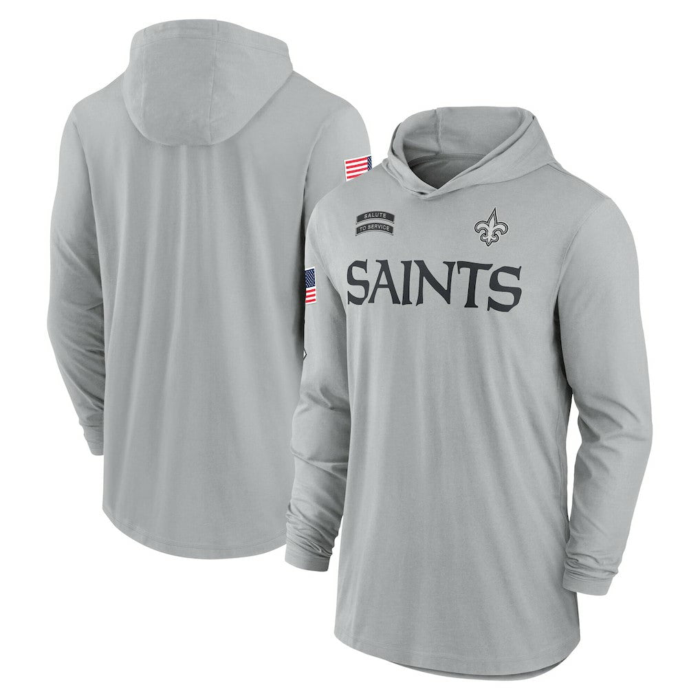 NFL New Orleans Saints 2024 Salute to Service Lightweight Dri-FIT Long Sleeve Hoodie T-Shirt
