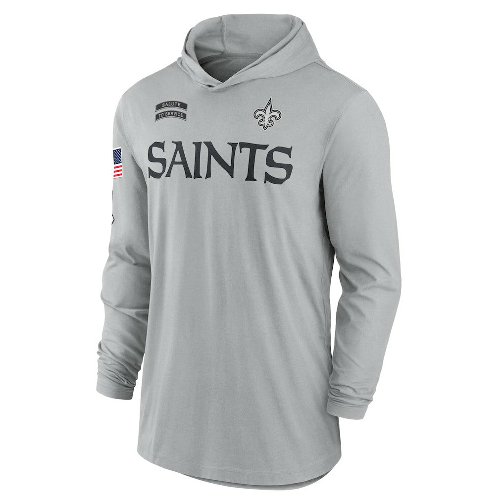 NFL New Orleans Saints 2024 Salute to Service Lightweight Dri-FIT Long Sleeve Hoodie T-Shirt