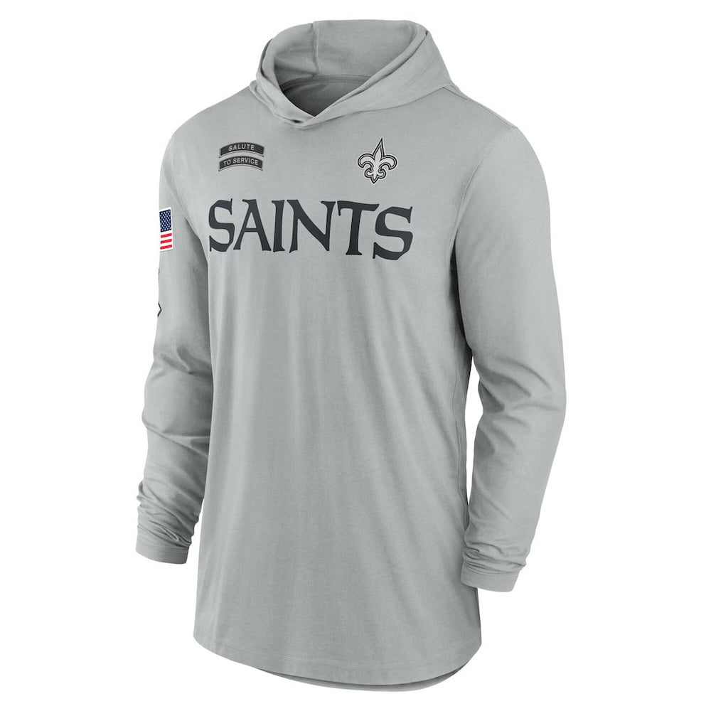 NFL New Orleans Saints 2024 Salute to Service Lightweight Dri-FIT Long Sleeve Hoodie T-Shirt