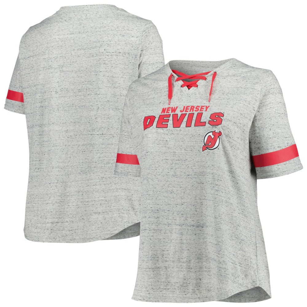 New Jersey Devils Fanatics Women's Plus Size Lace-Up T-Shirt