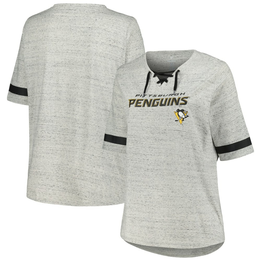 Pittsburgh Penguins Fanatics Women's Plus Size Lace-Up T-Shirt