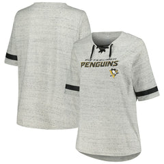 Pittsburgh Penguins Fanatics Women's Plus Size Lace-Up T-Shirt