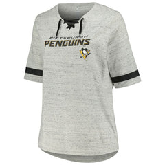 Pittsburgh Penguins Fanatics Women's Plus Size Lace-Up T-Shirt