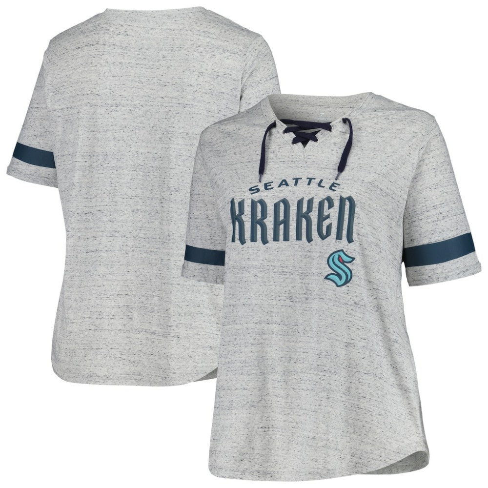 Seattle Kraken Fanatics Women's Plus Size Lace-Up T-Shirt