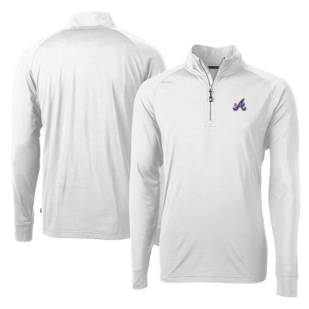 Atlanta Braves Cutter & Buck City Connect Adapt Eco Knit Stretch Recycled Quarter-Zip Pullover Top - White