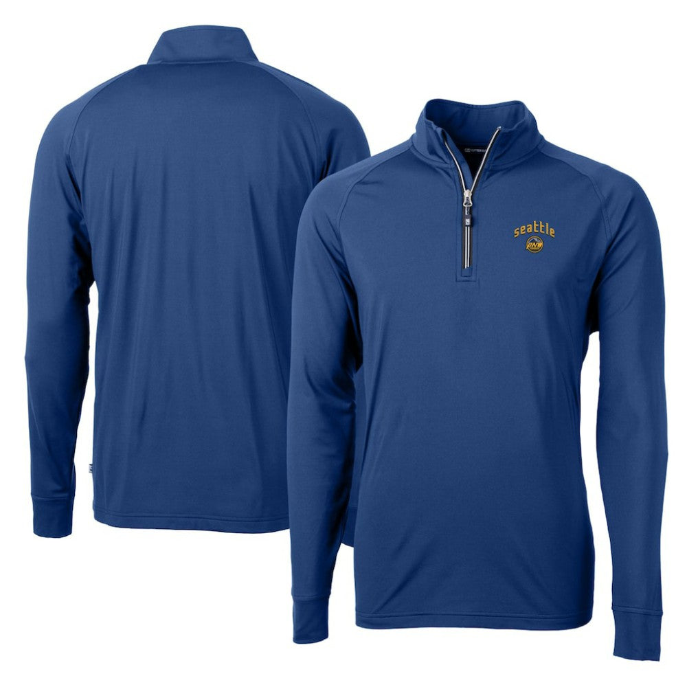 Seattle Mariners Cutter & Buck City Connect Adapt Eco Knit Stretch Recycled Quarter-Zip Pullover Top - Blue