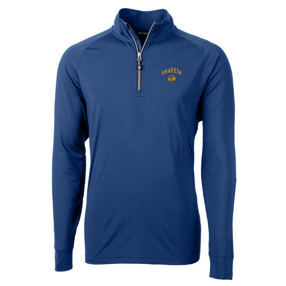 Seattle Mariners Cutter & Buck City Connect Adapt Eco Knit Stretch Recycled Quarter-Zip Pullover Top - Blue