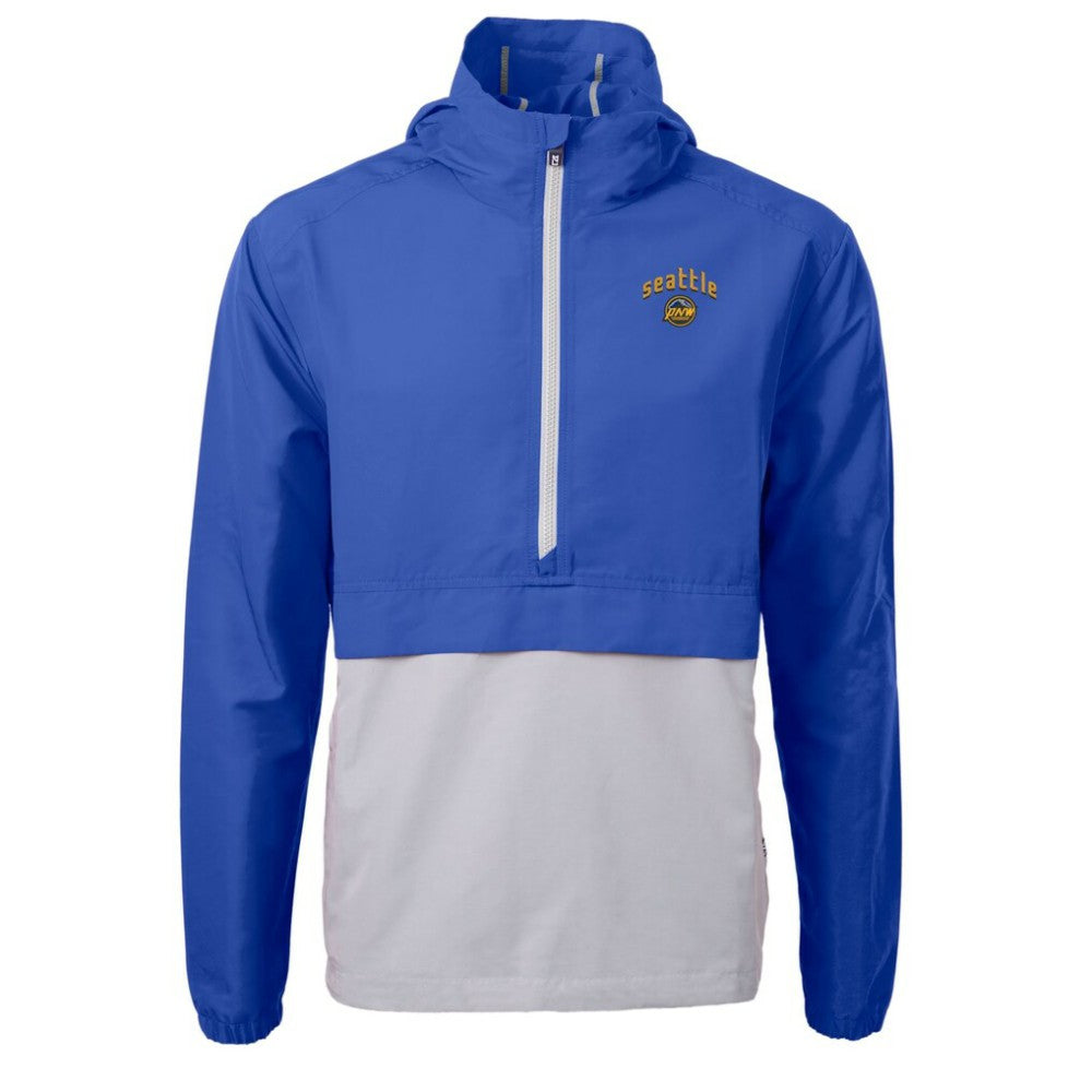 Seattle Mariners Cutter & Buck City Connect Charter Eco Recycled Half-Zip Anorak Jacket - Blue/Gray