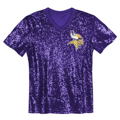 NFL Minnesota Vikings Justin Jefferson  Girls Youth Sequin V-Neck Fashion Jersey