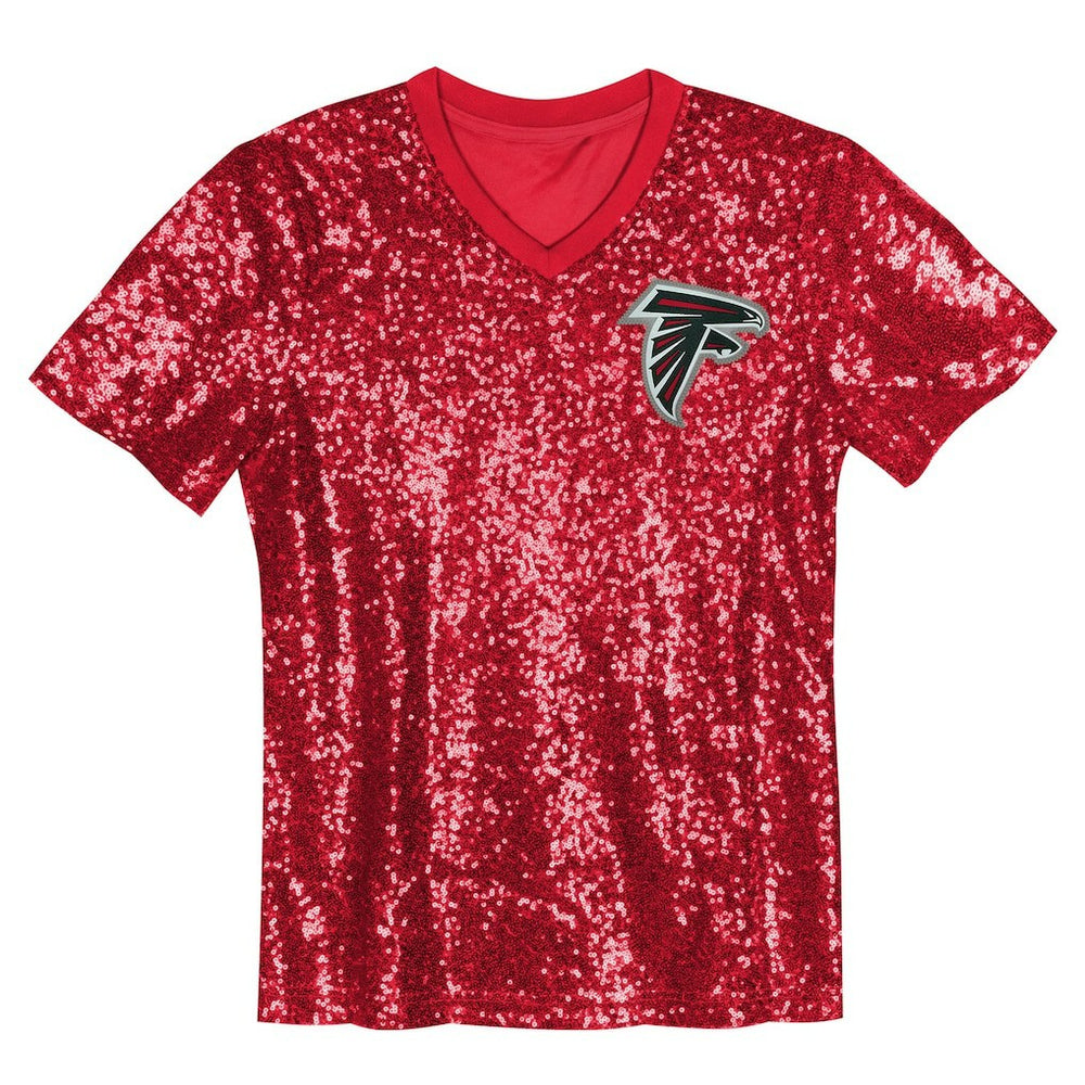 NFL Atlanta Falcons Bijan Robinson  Girls Youth Sequin V-Neck Fashion Jersey