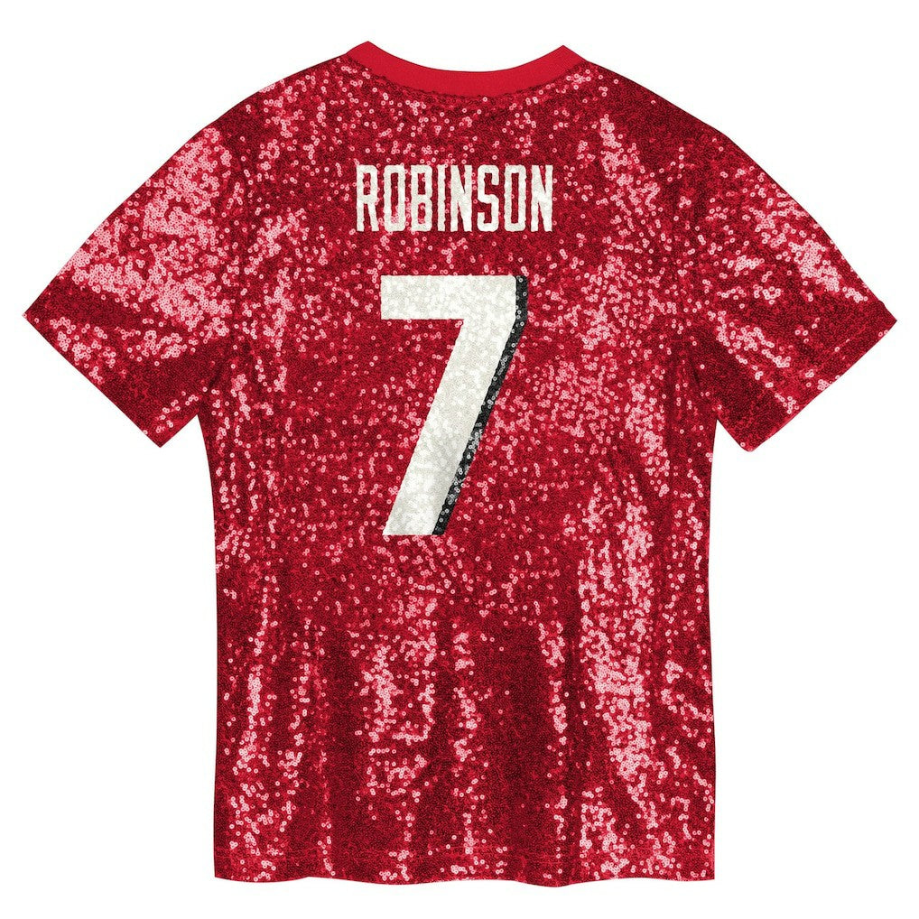 NFL Atlanta Falcons Bijan Robinson  Girls Youth Sequin V-Neck Fashion Jersey