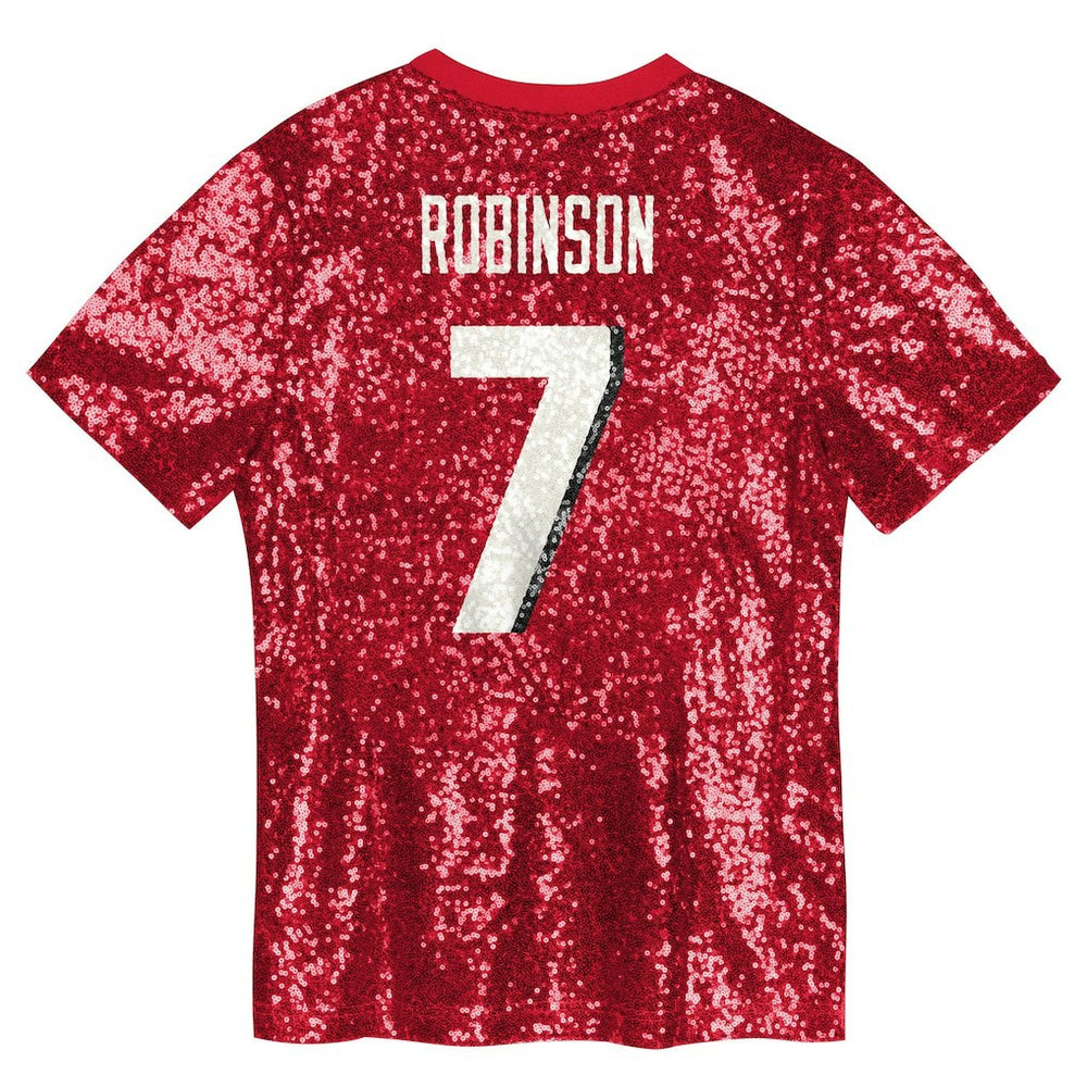 NFL Atlanta Falcons Bijan Robinson  Girls Youth Sequin V-Neck Fashion Jersey