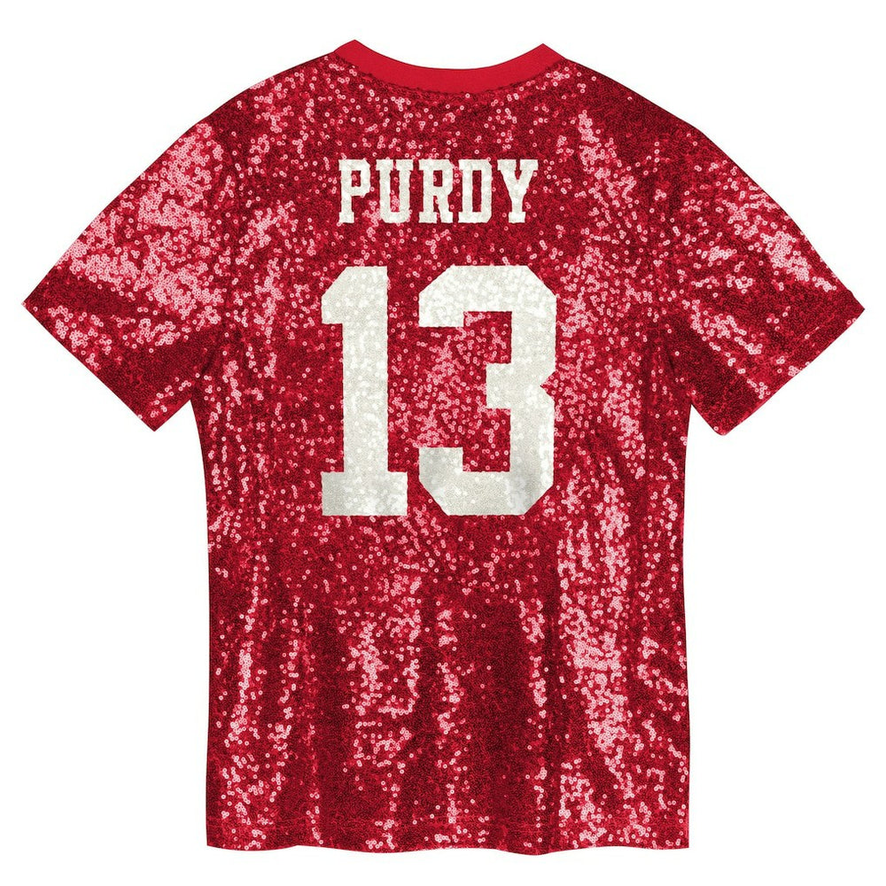 NFL San Francisco 49ers Brock Purdy  Girls Youth Sequin V-Neck Fashion Jersey