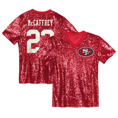 NFL San Francisco 49ers Christian McCaffrey  Girls Youth Sequin V-Neck Fashion Jersey