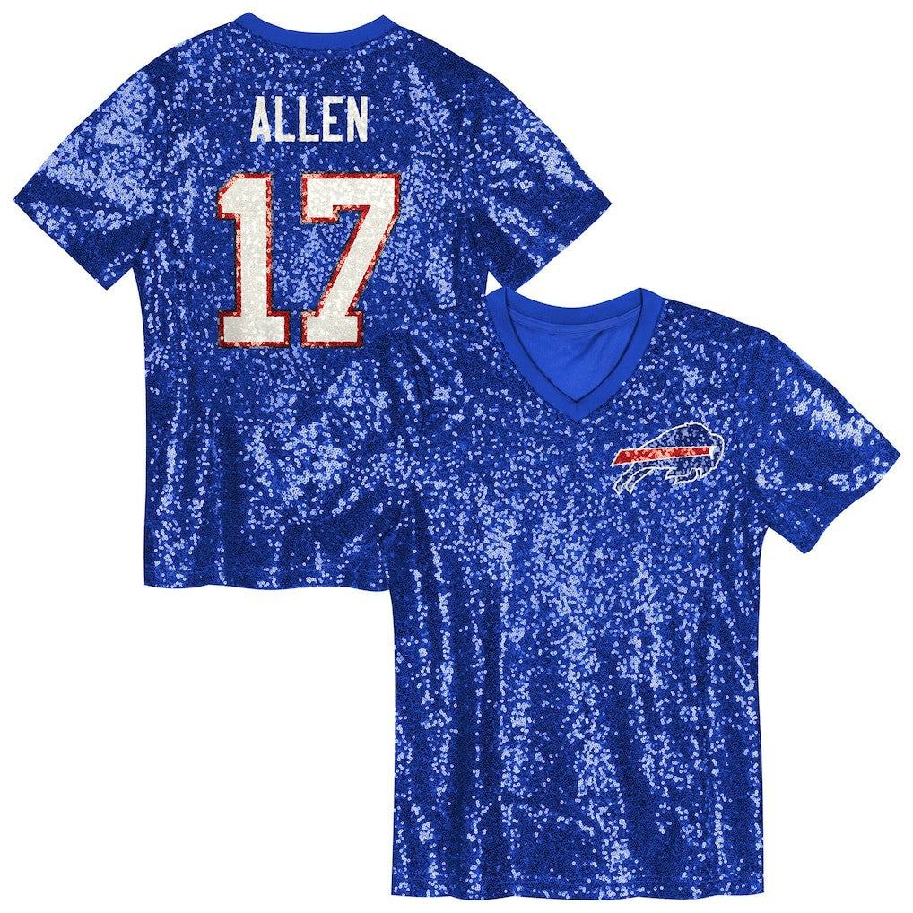 NFL Buffalo Bills Josh Allen  Girls Youth Sequin V-Neck Fashion Jersey