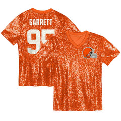 NFL Cleveland Browns Myles Garrett  Girls Youth Sequin V-Neck Fashion Jersey