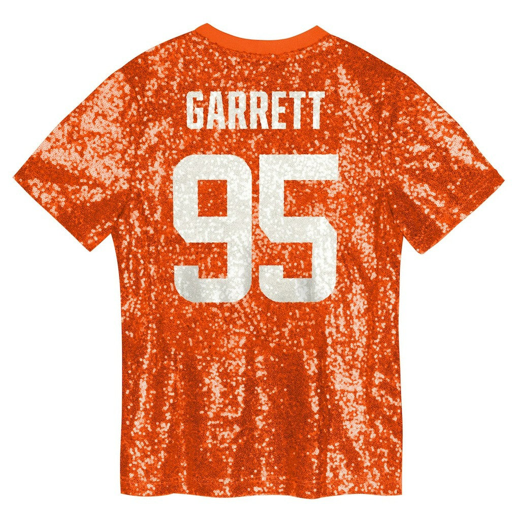 NFL Cleveland Browns Myles Garrett  Girls Youth Sequin V-Neck Fashion Jersey