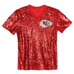 NFL Kansas City Chiefs Travis Kelce  Girls Youth Sequin V-Neck Fashion Jersey