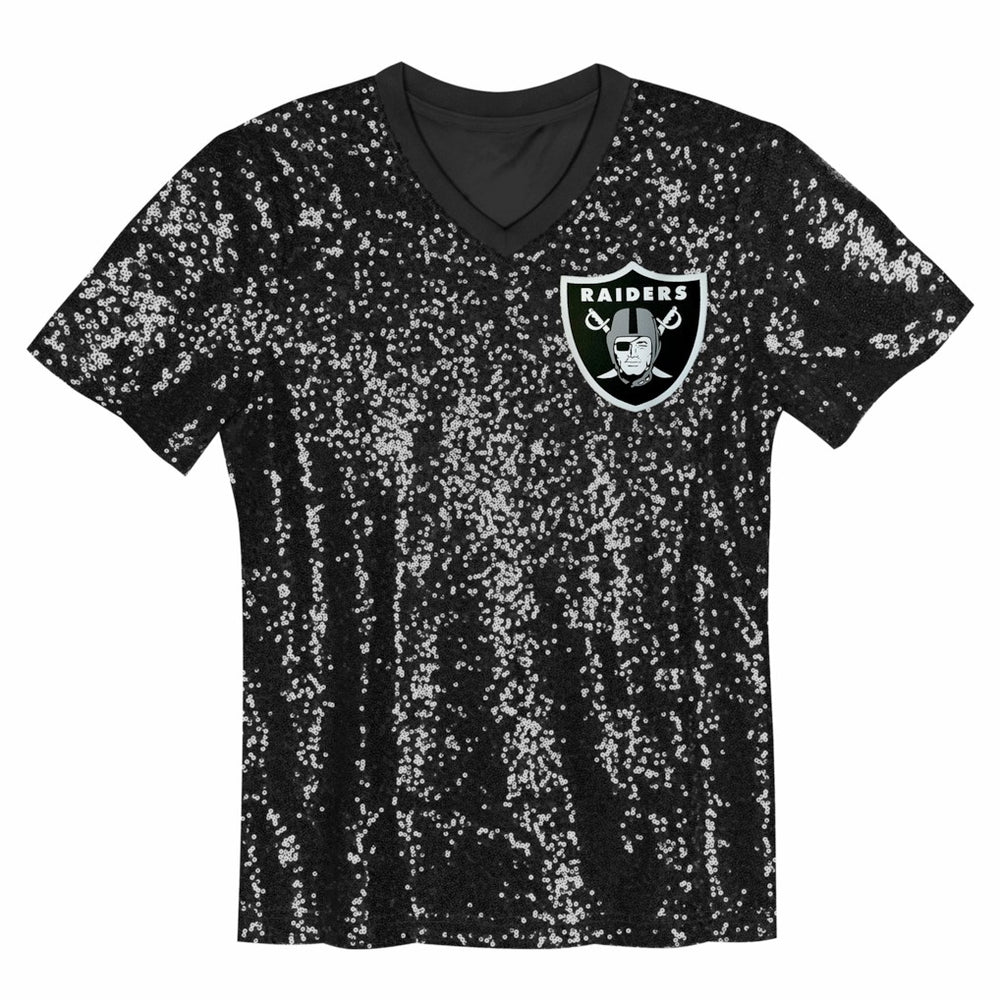 NFL Las Vegas Raiders Maxx Crosby  Girls Youth Sequin V-Neck Fashion Jersey