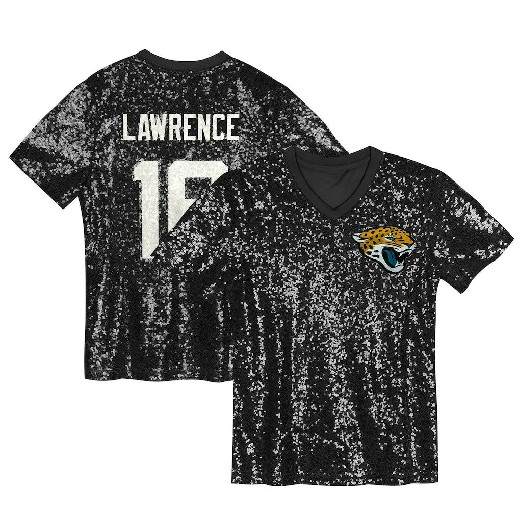 NFL Jacksonville Jaguars Trevor Lawrence  Girls Youth Sequin V-Neck Fashion Jersey