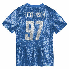 NFL Detroit Lions Aidan Hutchinson  Girls Youth Sequin V-Neck Fashion Jersey