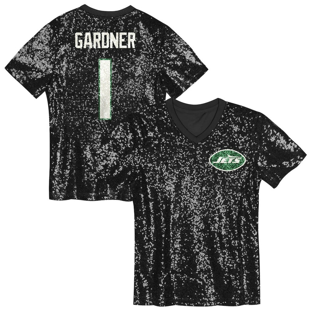 NFL New York Jets Sauce Gardner  Girls Youth Sequin V-Neck Fashion Jersey