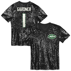 NFL New York Jets Sauce Gardner  Girls Youth Sequin V-Neck Fashion Jersey
