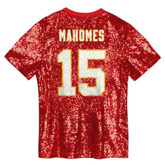 NFL Kansas City Chiefs Patrick Mahomes  Girls Youth Sequin V-Neck Fashion Jersey