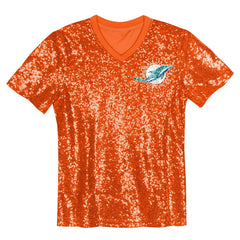 NFL Miami Dolphins Tyreek Hill  Girls Youth Sequin V-Neck Fashion Jersey
