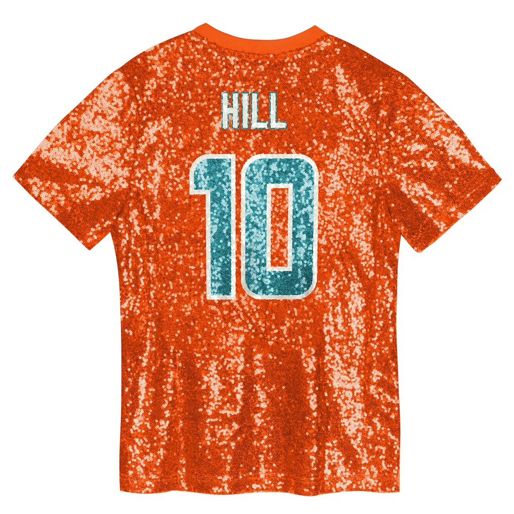 NFL Miami Dolphins Tyreek Hill  Girls Youth Sequin V-Neck Fashion Jersey