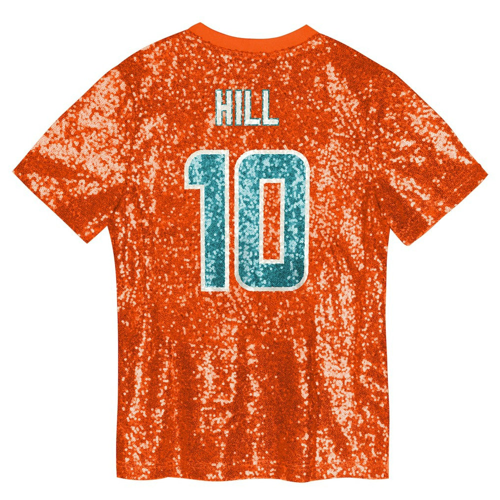 NFL Miami Dolphins Tyreek Hill  Girls Youth Sequin V-Neck Fashion Jersey