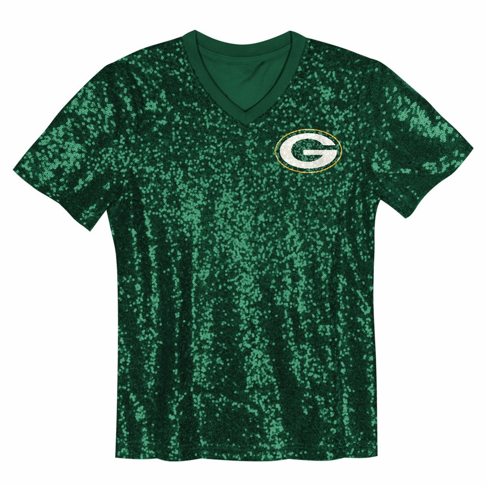 NFL Green Bay Packers Jordan Love  Girls Youth Sequin V-Neck Fashion Jersey