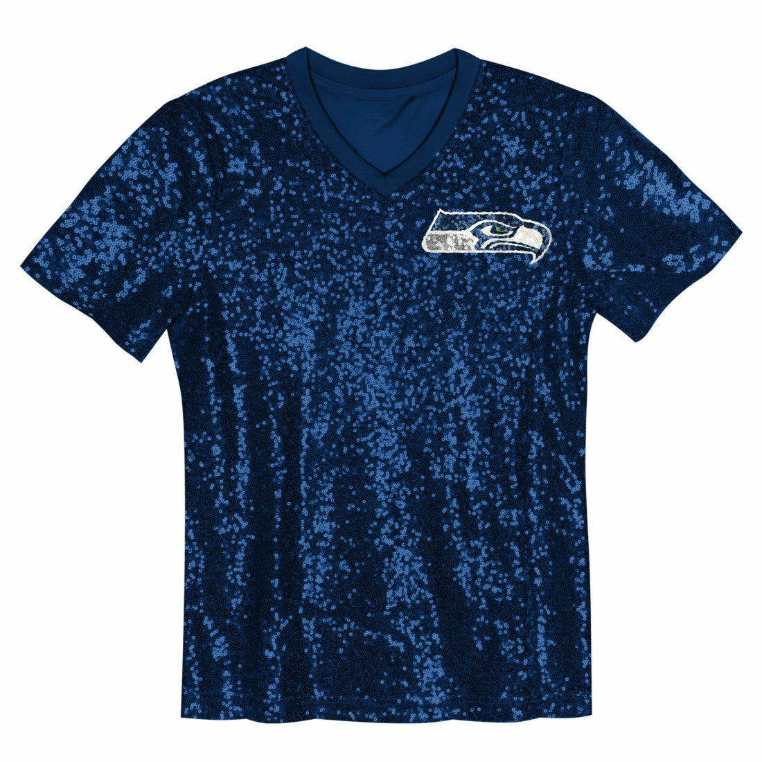 NFL Seattle Seahawks 12 Fan  Girls Youth Sequin V-Neck Fashion Jersey