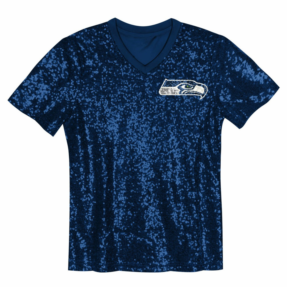 NFL Seattle Seahawks 12 Fan  Girls Youth Sequin V-Neck Fashion Jersey