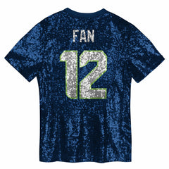 NFL Seattle Seahawks 12 Fan  Girls Youth Sequin V-Neck Fashion Jersey