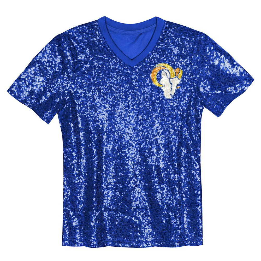 NFL Los Angeles Rams Puka Nacua  Girls Youth Sequin V-Neck Fashion Jersey