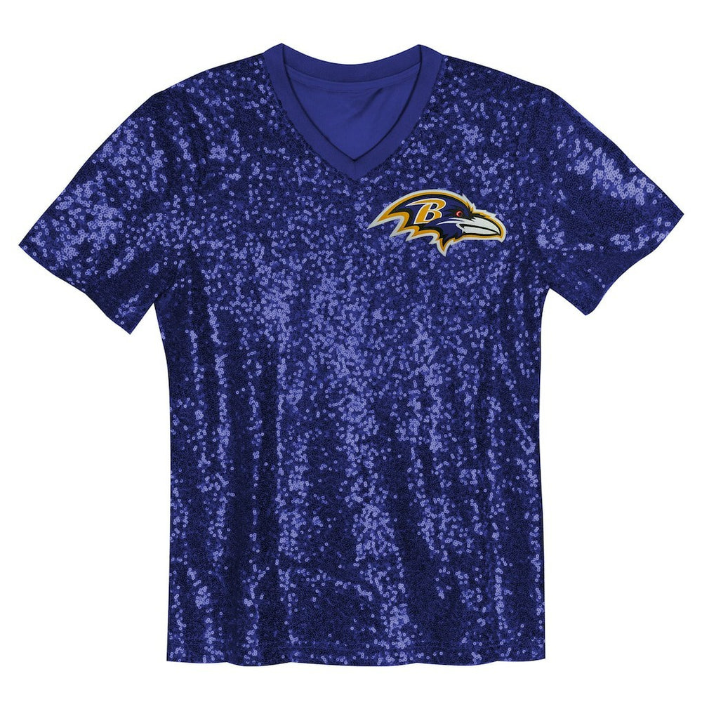 NFL Baltimore Ravens Lamar Jackson  Girls Youth Sequin V-Neck Fashion Jersey