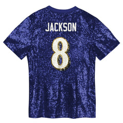 NFL Baltimore Ravens Lamar Jackson  Girls Youth Sequin V-Neck Fashion Jersey